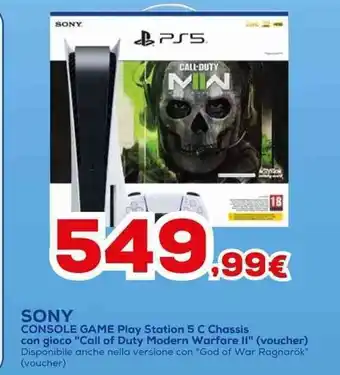 Euronics SONY CONSOLE GAME Play Station 5 C Chassis con gioco "Call of Duty Modern Warfare II" (voucher) offerta