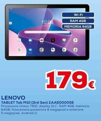Euronics LENOVO TABLET Tab M10 (3rd Gen) ZAAE0000SE offerta