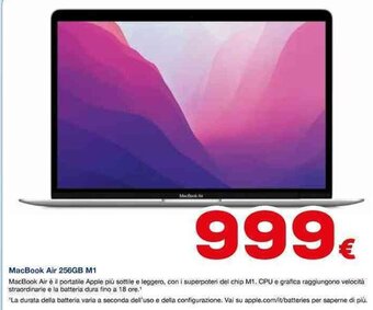 Euronics MacBook Air 256GB M1 offerta