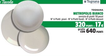 Supermercati EffePiù TOGNANA METROPOLIS BIANCO servizio di piatti 18 pezzi offerta