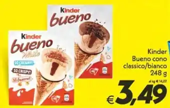 Iper Super Conveniente Kinder Bueno cono classico/bianco 248 g offerta