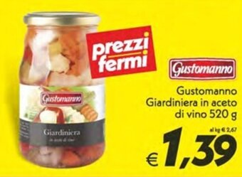 Iper Super Conveniente Gustomanno Giardiniera in aceto di vino 520 g offerta