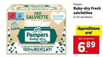Lidl Pampers baby-dry fresh salviettine offerta