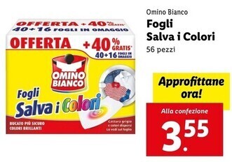 Lidl Omino bianco fogli salva i colori offerta