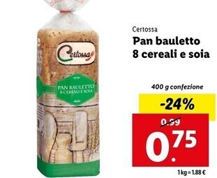 Lidl Certossa pan bauletto 8 cereali e soia offerta