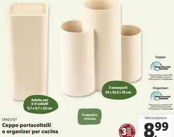 Lidl Ernesto ceppo portacoltelli o organizer per cucina offerta