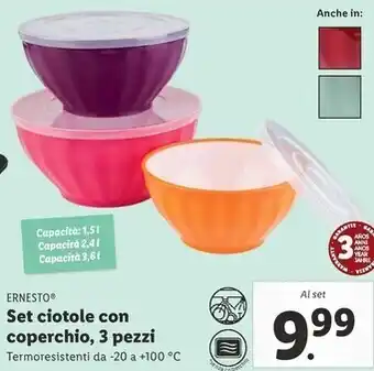 Lidl Ernesto set ciotole con coperchio, 3 pezzi offerta