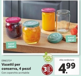 Lidl Ernesto vasetti per conserva, 4 pezzi offerta