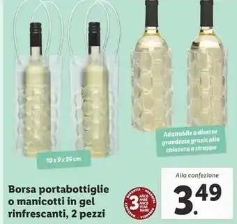 Lidl Borsa portabottiglie o manicotti in gel rinfrescanti, 2 pezzi offerta