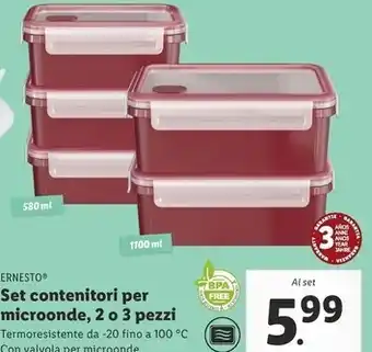 Lidl Ernesto set contenitori per microonde, 2 o 3 pezzi offerta