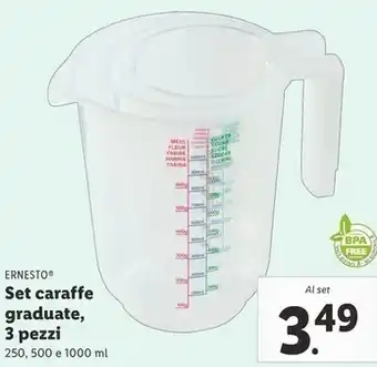 Lidl Ernesto set caraffe graduate, 3 pezzi offerta