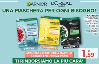 Eté GARNIER HYDRABOMB MASCHERA NORMALE SECCHE NERA CHARCOAL 35G offerta