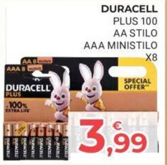 DURACELL PLUS 100 AA STILO AAA MINISTILO X8