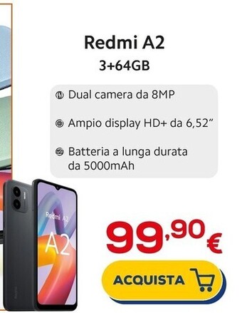 Euronics Xiaomi redmi a2 3+64gb offerta