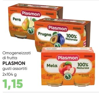 Supermercati Pick Up Omogeneizzati di frutta PLASMON gusti assortiti 2x104 g offerta