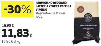 Coop PARMIGIANO REGGIANO LATTERIA VENERA VECCHIA VIRGILIO stagionato oltre 22 mesi 700 g offerta