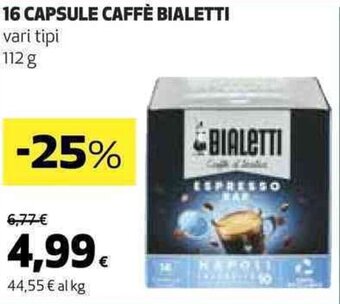 Coop 16 CAPSULE CAFFÈ BIALETTI vari tipi 112 g offerta