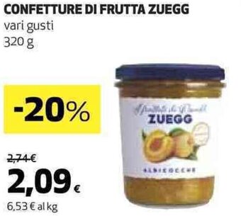 Coop CONFETTURE DI FRUTTA ZUEGG vari gusti 320 g offerta