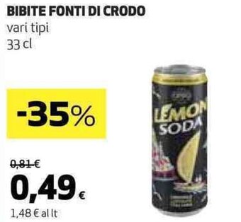 Coop BIBITE FONTI DI CRODO vari tipi 33 cl offerta