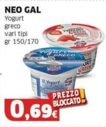 Mercati Alimentari NEO GAL Yogurt greco vari tipi gr 150/170 offerta
