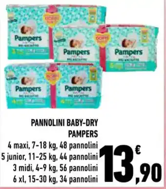 Conad City PANNOLINI BABY-DRY PAMPERS 4 maxi, 7-18 kg, 48 pannolini offerta