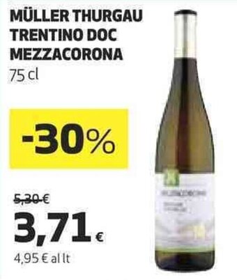 Coop MÜLLER THURGAU TRENTINO DOC MEZZACORONA 75 cl offerta