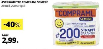 Coop ASCIUGATUTTO COMPRAMI SEMPRE 2 rotoli, 200 strappi offerta