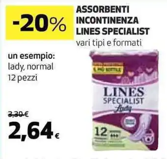 Coop ASSORBENTI INCONTINENZA LINES SPECIALIST vari tipi e formati offerta