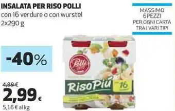 Coop INSALATA PER RISO POLLI con 16 verdure o con wurstel 2x290 g offerta