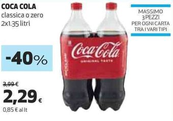 Coop COCA COLA classica o zero 2x1.35 litri offerta