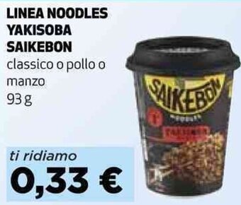 Coop LINEA NOODLES YAKISOBA SAIKEBON classico o pollo o manzo 93 g offerta