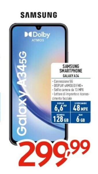 Elettrosintesi SAMSUNG SMARTPHONE GALAXY A34 offerta