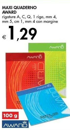Bennet Award Maxi Quaderno offerta