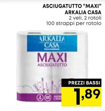 ASCIUGATUTTO "MAXI" ARKALIA CASA 2 veli, 2 rotoli 100 strappi per rotolo