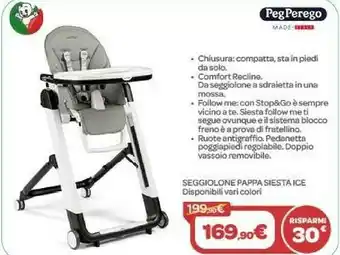 Bimbo Store Peg Perego Seggiolone Pappa Siesta Ice offerta