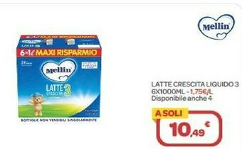 Bimbo Store Mellin Latte Crescita Liquido 3 6x1000ml offerta