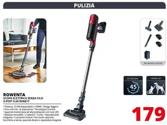 Comet Rowenta scopa elettrica senza filo x-pert 6.60 rh6877 offerta