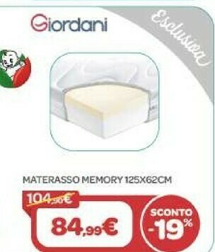 Bimbo Store Giordani Materasso Memory 125x62cm offerta