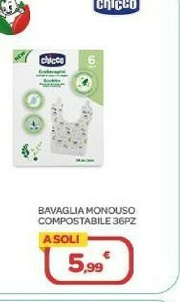 Bimbo Store Chicco Bavaglia Monouso Compostabile 36Pz offerta