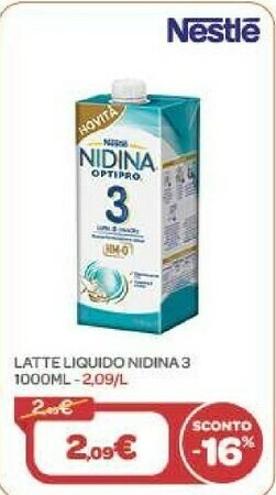 Bimbo Store Nestle Latte Liquido Nidina 3 1000ml offerta