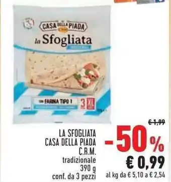 Conad Superstore LA SFOGLIATA CASA DELLA PIADA - C.R.M. tradizionale 390 g conf. da 3 pezzi offerta