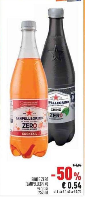 Conad Superstore BIBITE ZERO SANPELLEGRINO vari tipi 750 ml offerta