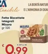 Despar Misura Fibrextra Fette Biscottate Integrali 320 G(ml) offerta