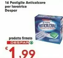 Despar Depsar 16 Pastiglie Anticalcare Per Lavatrice offerta
