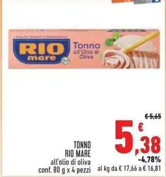 Conad Superstore TONNO RIO MARE all'olio di oliva conf. 80 g x 4 pezzi offerta