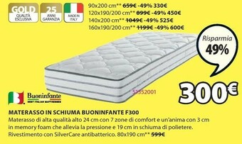 JYSK Materasso In Schiuma Buoninfante F300 offerta