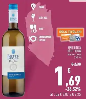 Conad Superstore VINO D'ITALIA BOTTE BUONA bianco, rosso 750 ml offerta