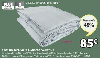 JYSK Piumino In Piumino D'Anatra Falketind offerta