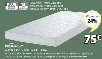 JYSK Dreamzone Materasso In Schiuma Plus F30 offerta