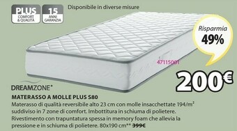 JYSK Dreamzone Materasso A Molle Plus S80 offerta